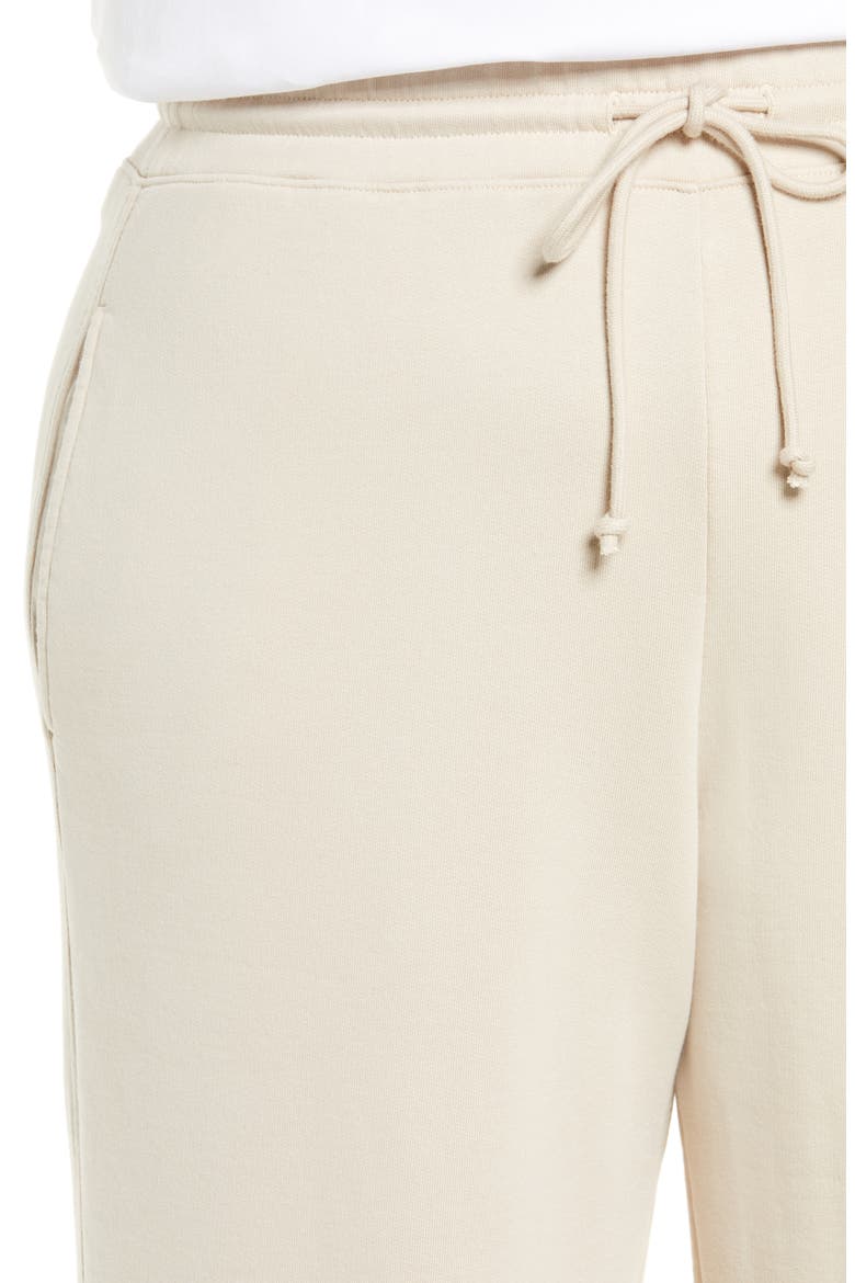 Crop Drawstring Cotton Fleece Pants, Alternate, color, PALE FAWN