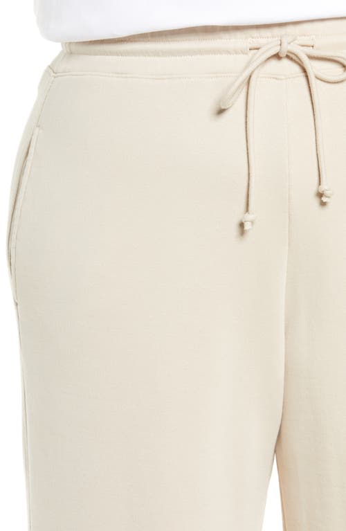 Vince Crop Drawstring Cotton Fleece Pants In Pale Fawn