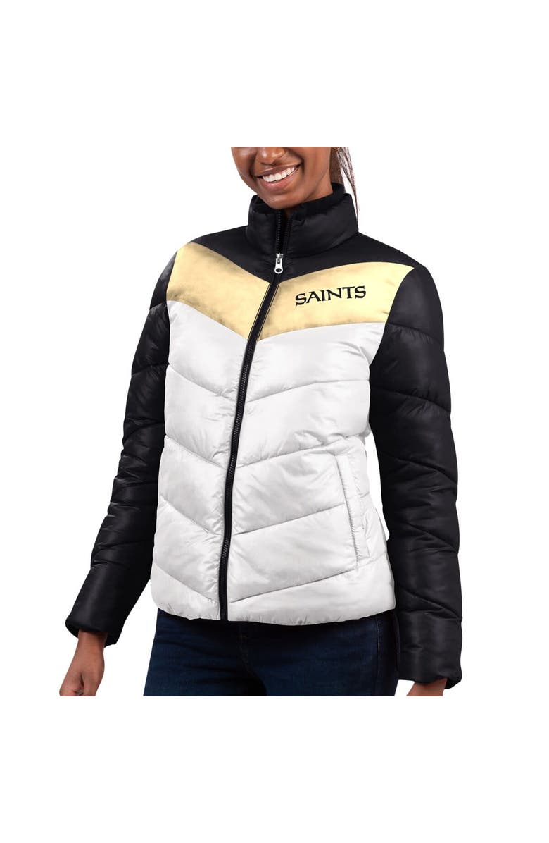 G-III 4HER BY CARL BANKS Women's G-III 4Her by Carl Banks White/Black New Orleans Saints New Star Quilted Full-Zip Jacket, Main, color, White