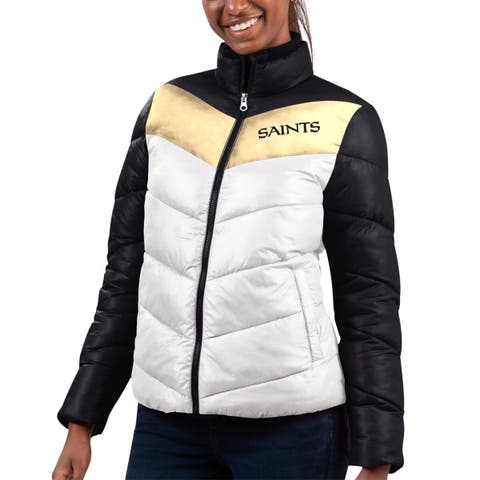 Women's G-III 4Her by Carl Banks  White/Black New Orleans Saints New Star Quilted Full-Zip Jacket