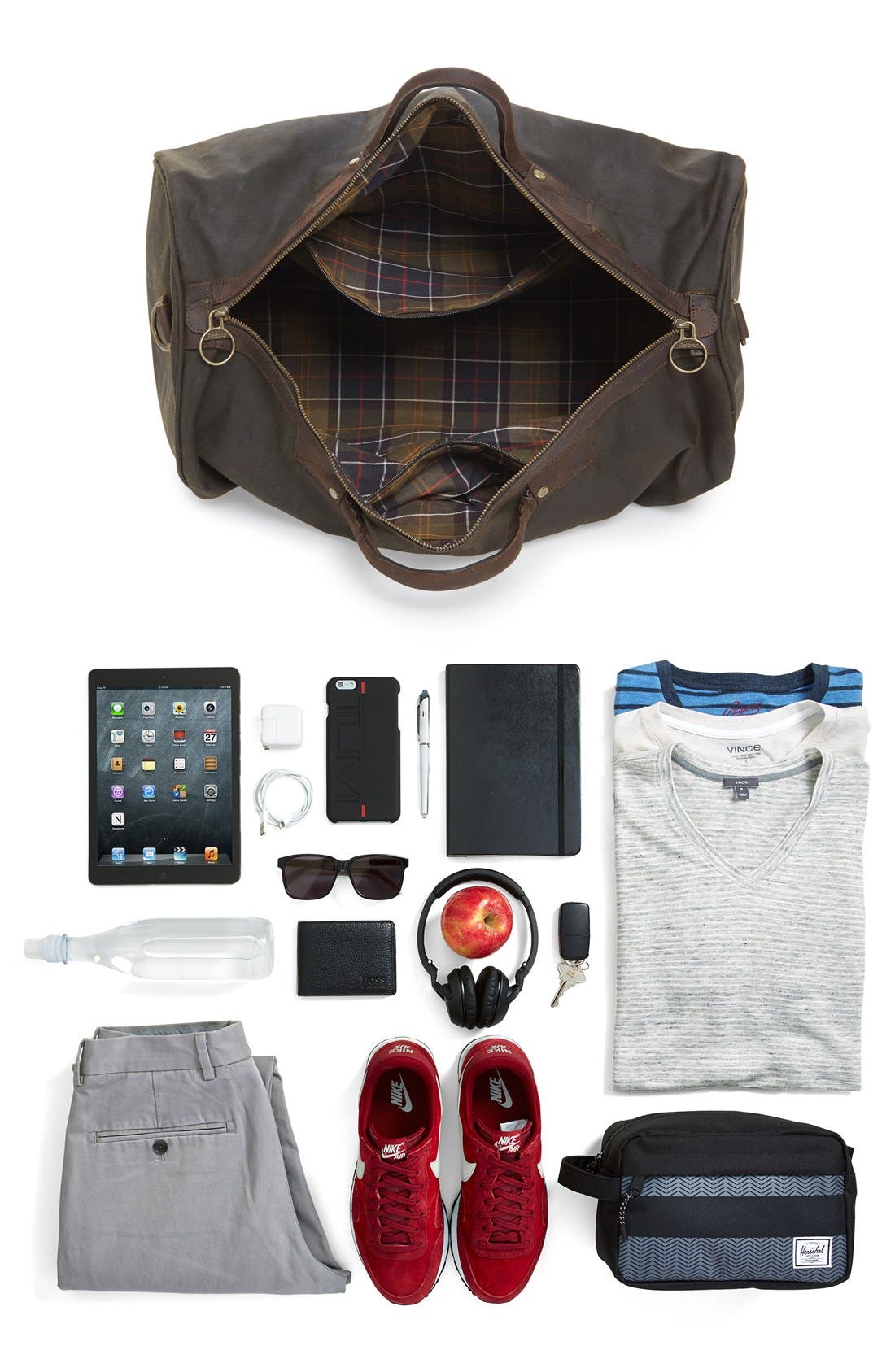 Barbour Waxed Canvas Duffle Bag, Alternate, color, Olive