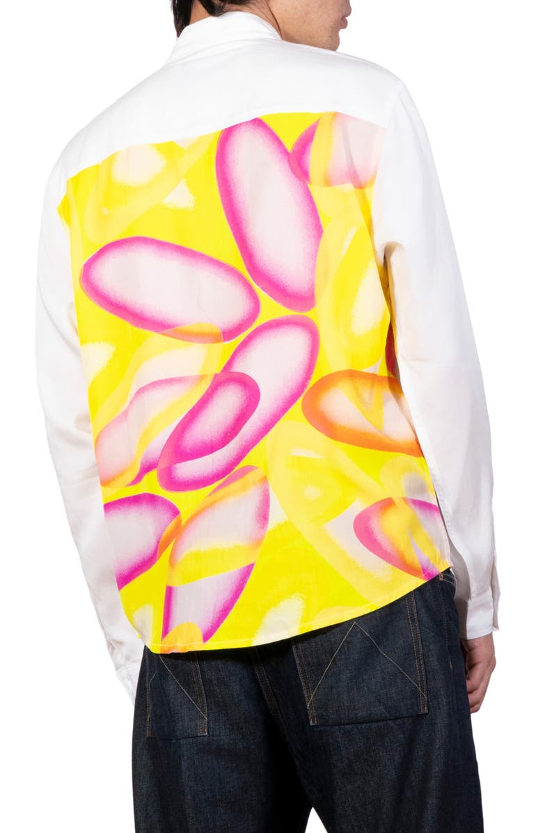 PLEASURES x Richard Bernstein Pilule Graphic Lyocell Button-Up Shirt, Alternate, color, White