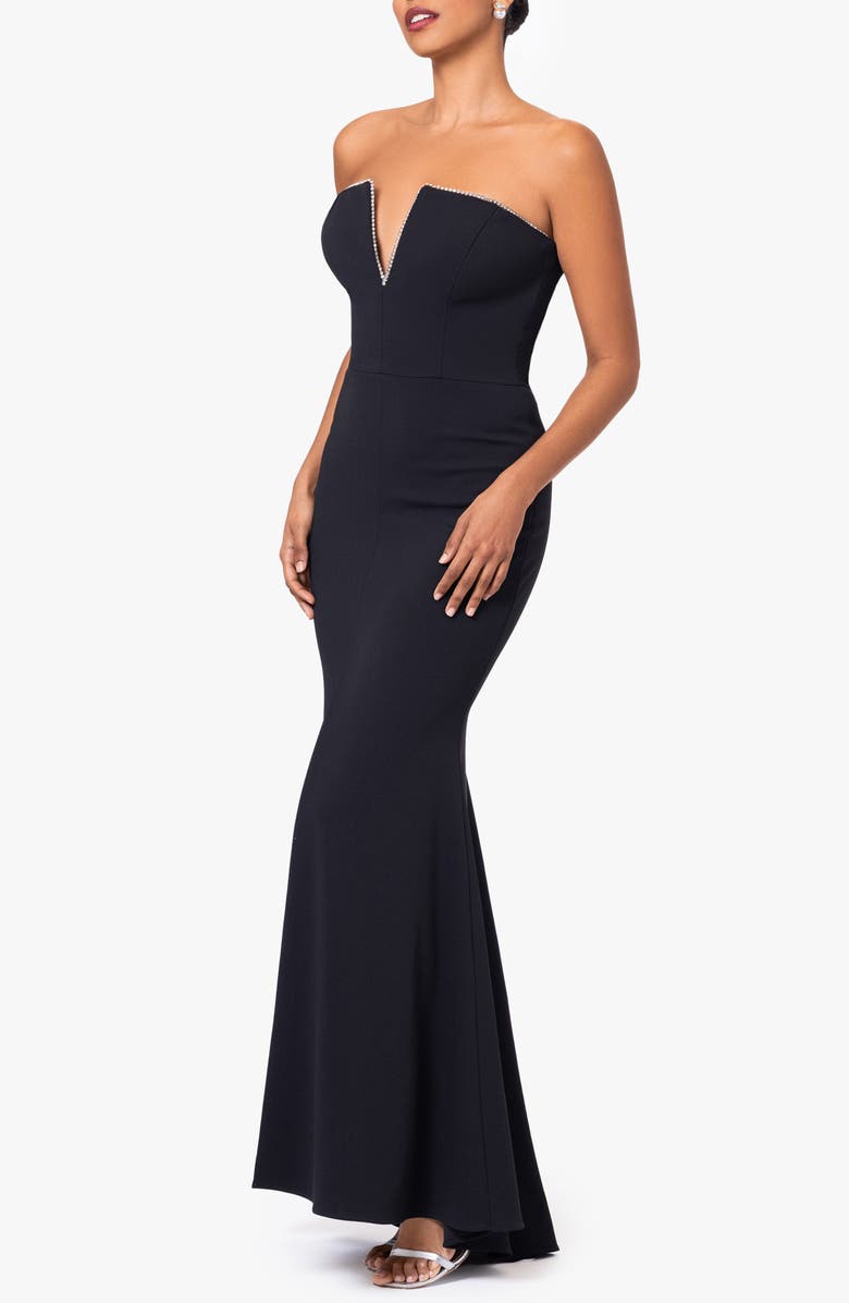 Betsy & Adam Notched Strapless Gown, Alternate, color,