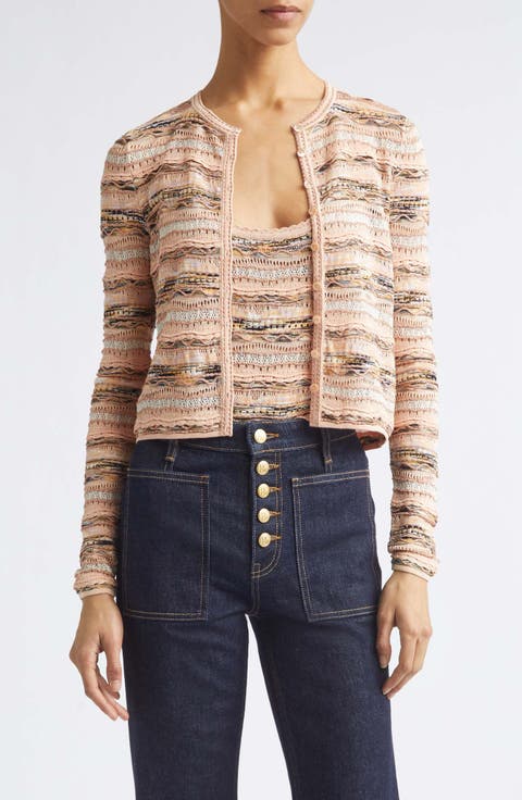 Mia Pointelle Button-Up Cardigan