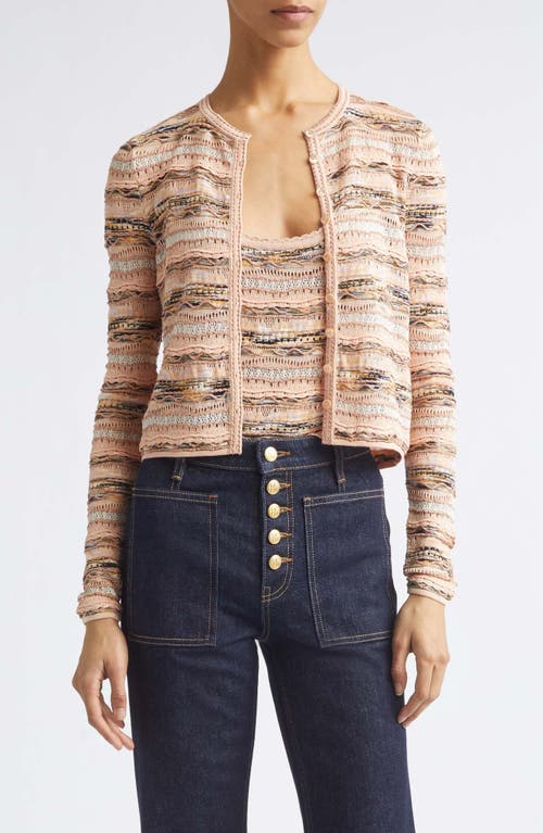 Ulla Johnson Mia Pointelle Button-Up Cardigan in Hibiscus at Nordstrom, Size Large