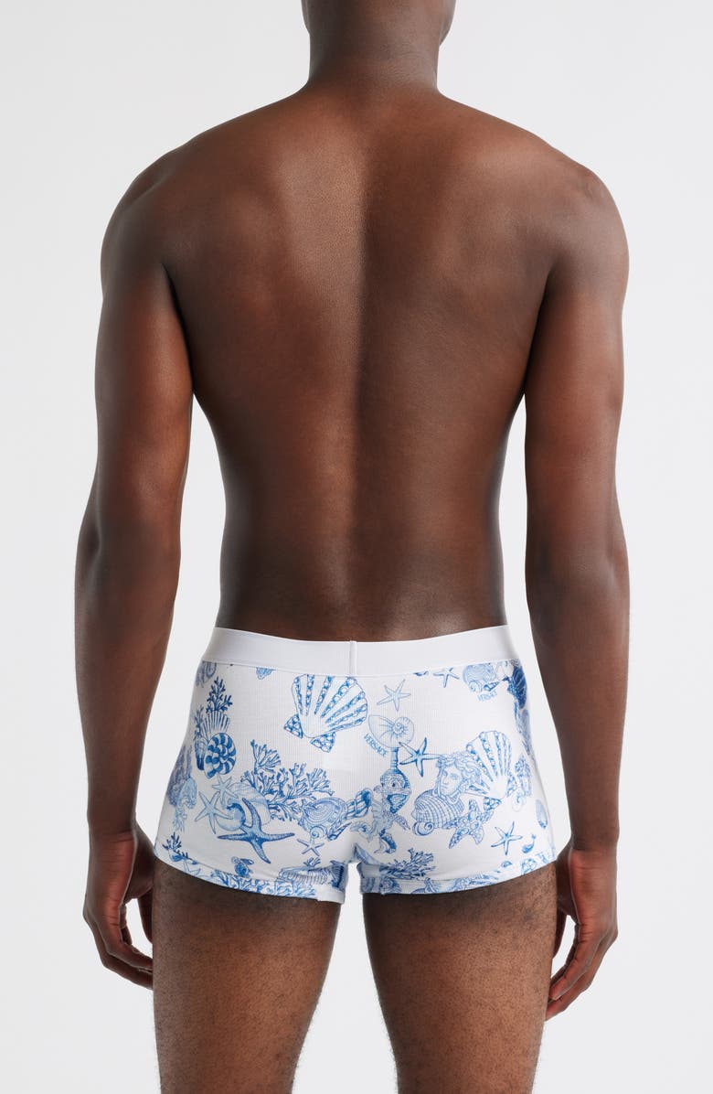 Versace '90s Logo Stretcg Cotton Rib Boxer Briefs, Alternate, color, White Bright Dv Blue