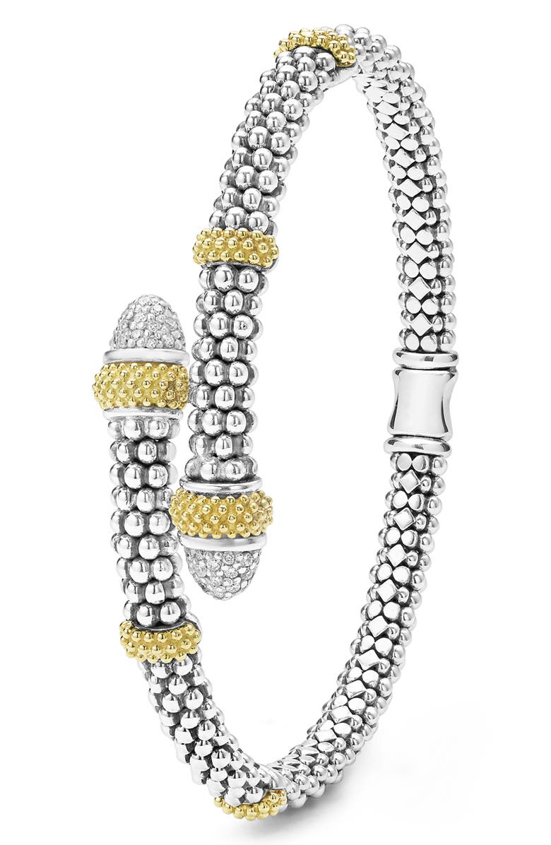 LAGOS Two-Tone Caviar Diamond Versa Bypass Bracelet, Alternate, color, Two Tone
