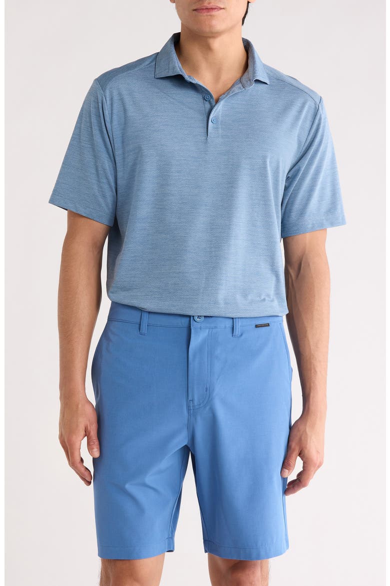 Heater Pro Stretch Knit Polo, Main, color, HEATHER COPEN BLUE