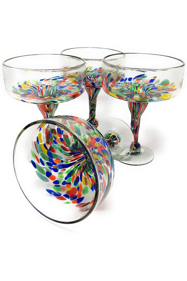 Confetti Carmen Design Margarita Glasses - Set of 4, Main, color, Confetti