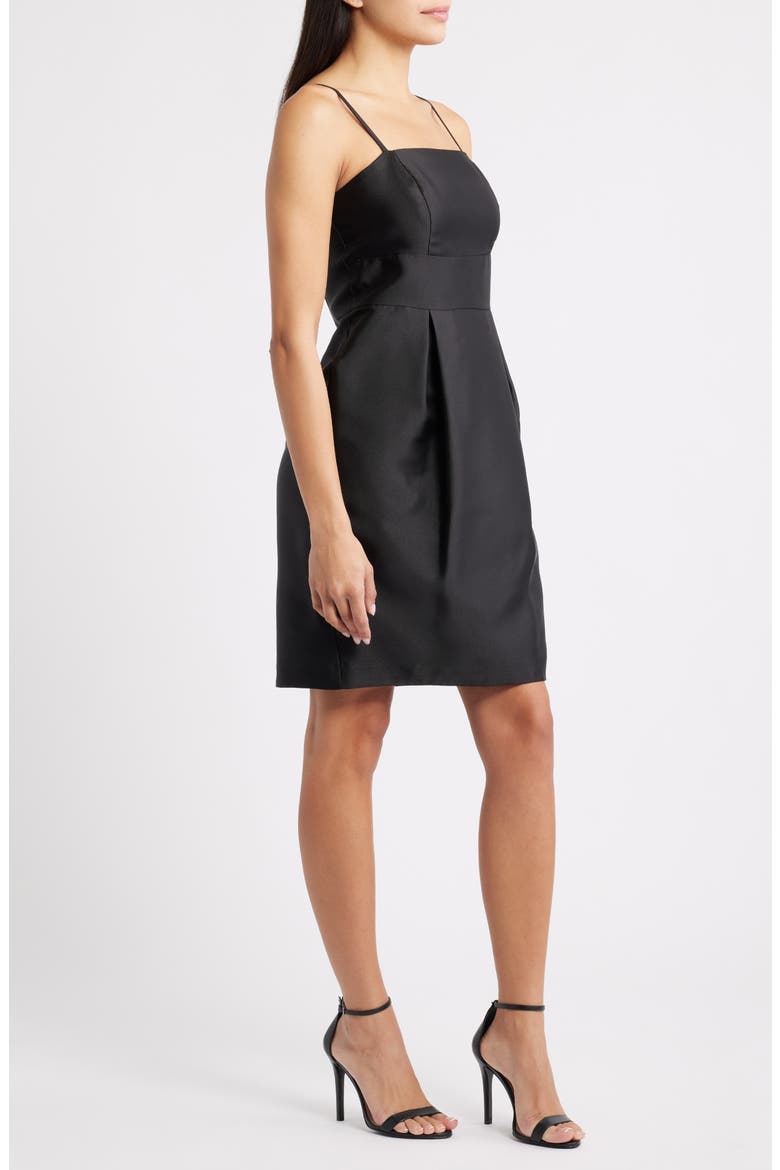 Satin Twill Cocktail Dress, Alternate, color, BLACK