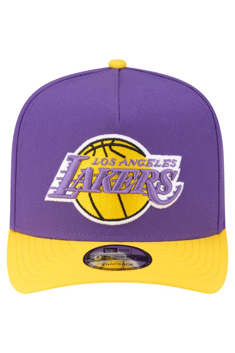 Men's New Era  Purple/Gold Los Angeles Lakers 80s Throwback A-Frame 9FIFTY Snapback Hat, Alternate, color, Purple