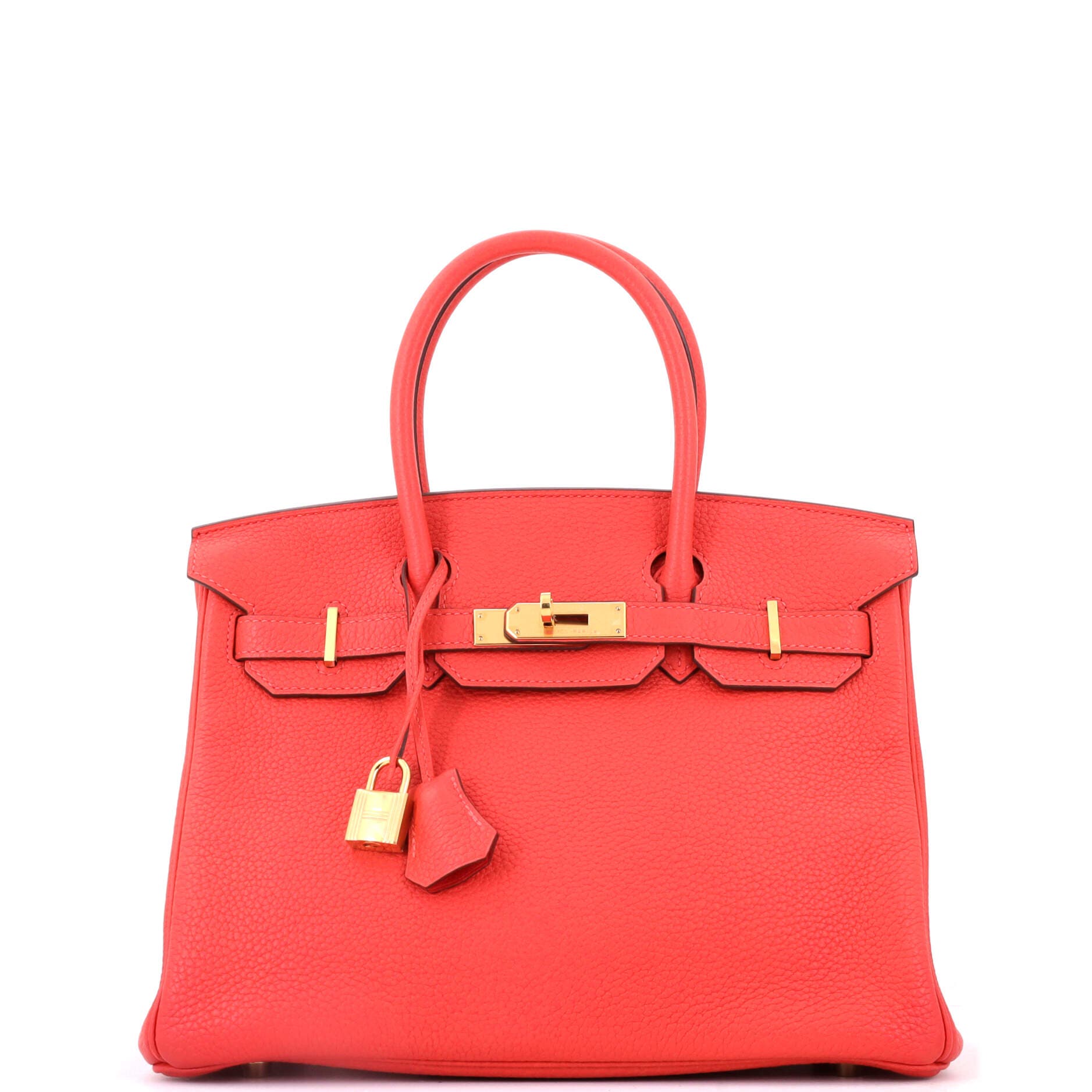 Birkin Handbag Red Clemence with Gold Hardware 30, Main, color, Red