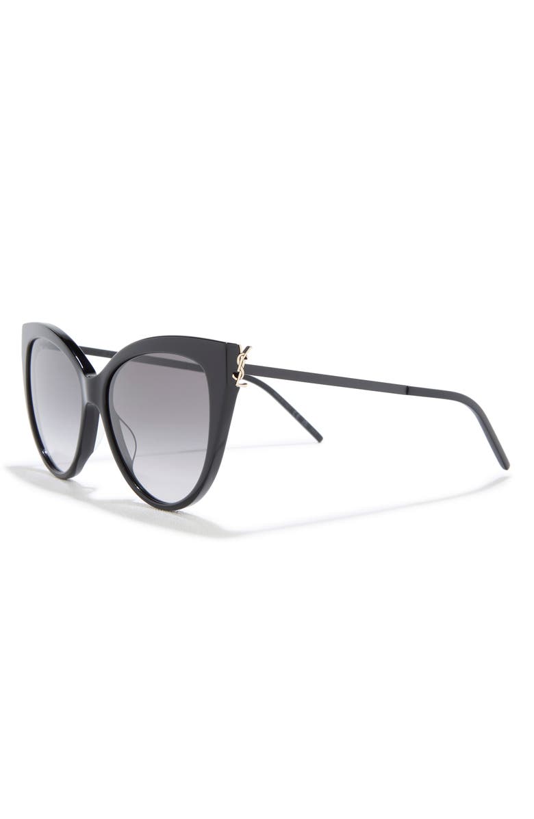 Saint Laurent 56mm Cat Eye Sunglasses, Alternate, color, Black Black Smoke