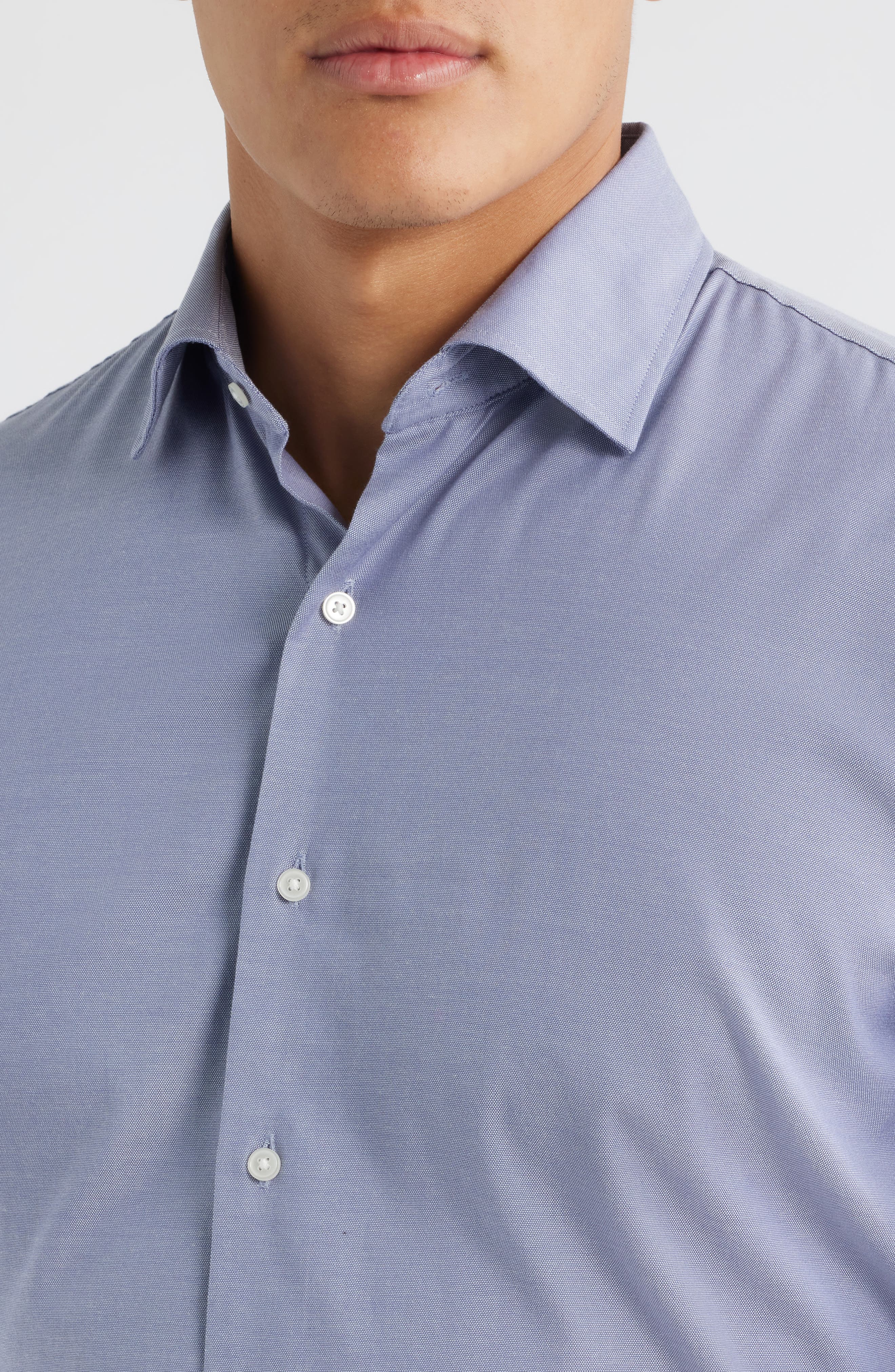 Campbell Solid Stretch Cotton & Modal Blend Button-Down Shirt - image 2