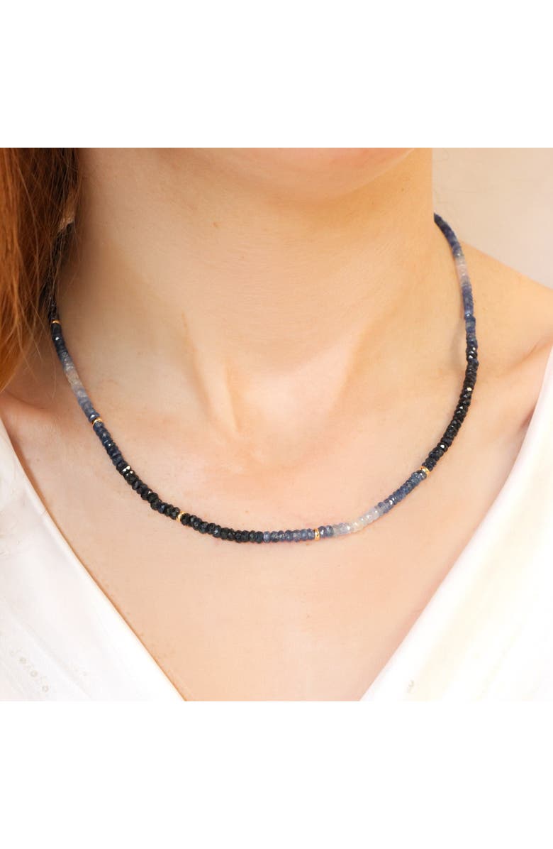 The Lovery Fine Jewelry Blue Sapphire Ombre Bead Necklace, Alternate, color, Blue Sapphire