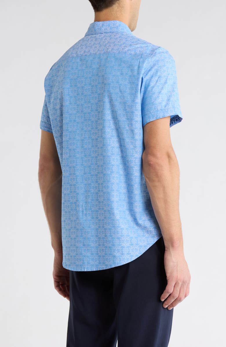 Robert Graham Short Sleeve Woven Button-Up Shirt, Alternate, color, Light Blue