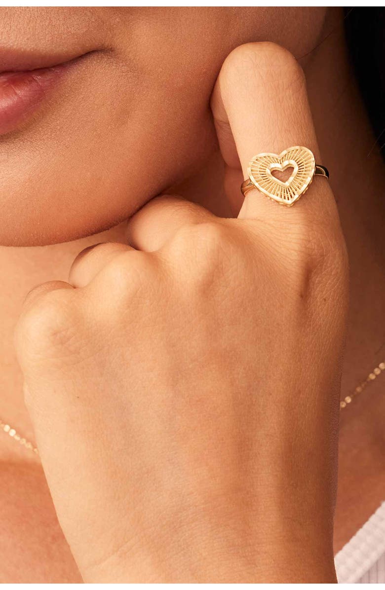 Oradina 14K Gold Icon Heart Ring, Alternate, color, Yellow Gold