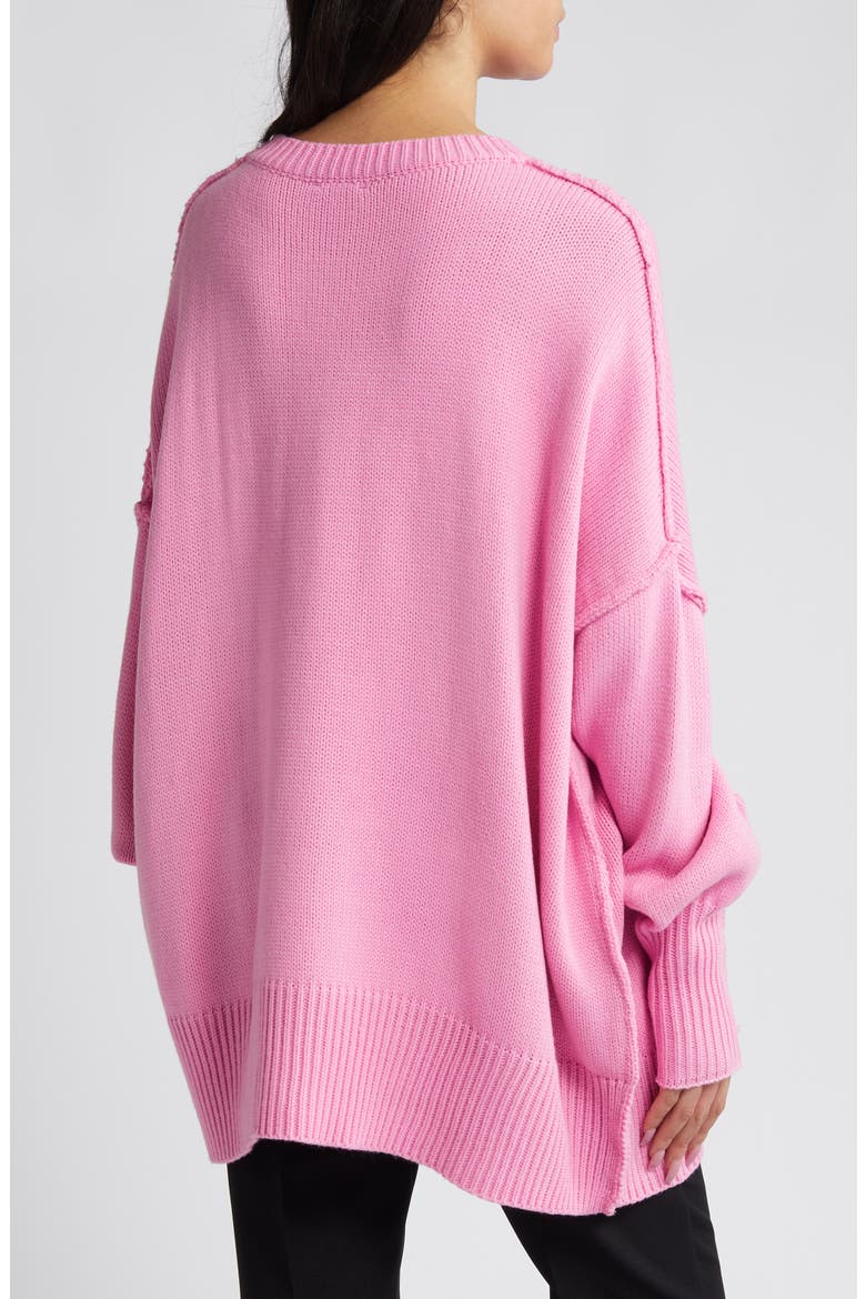 Smile Seratonin Oversize Sweater, Alternate, color, PINK