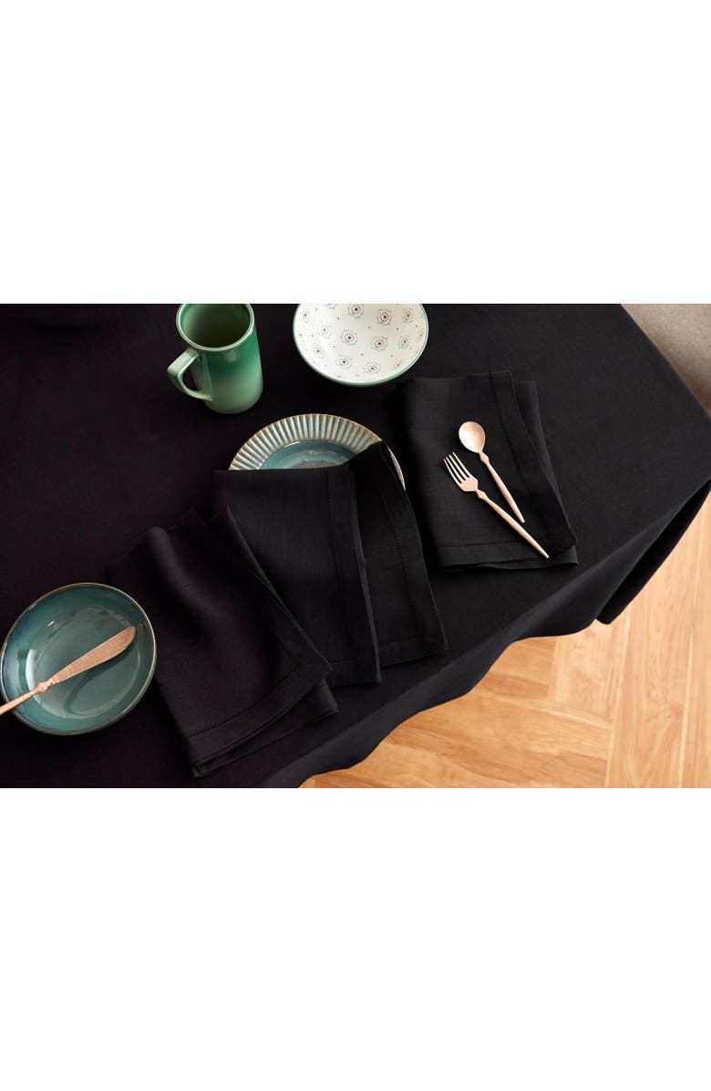Solino Home Linen Tablecloth - Sonoma Hemstitch, Alternate, color, Black