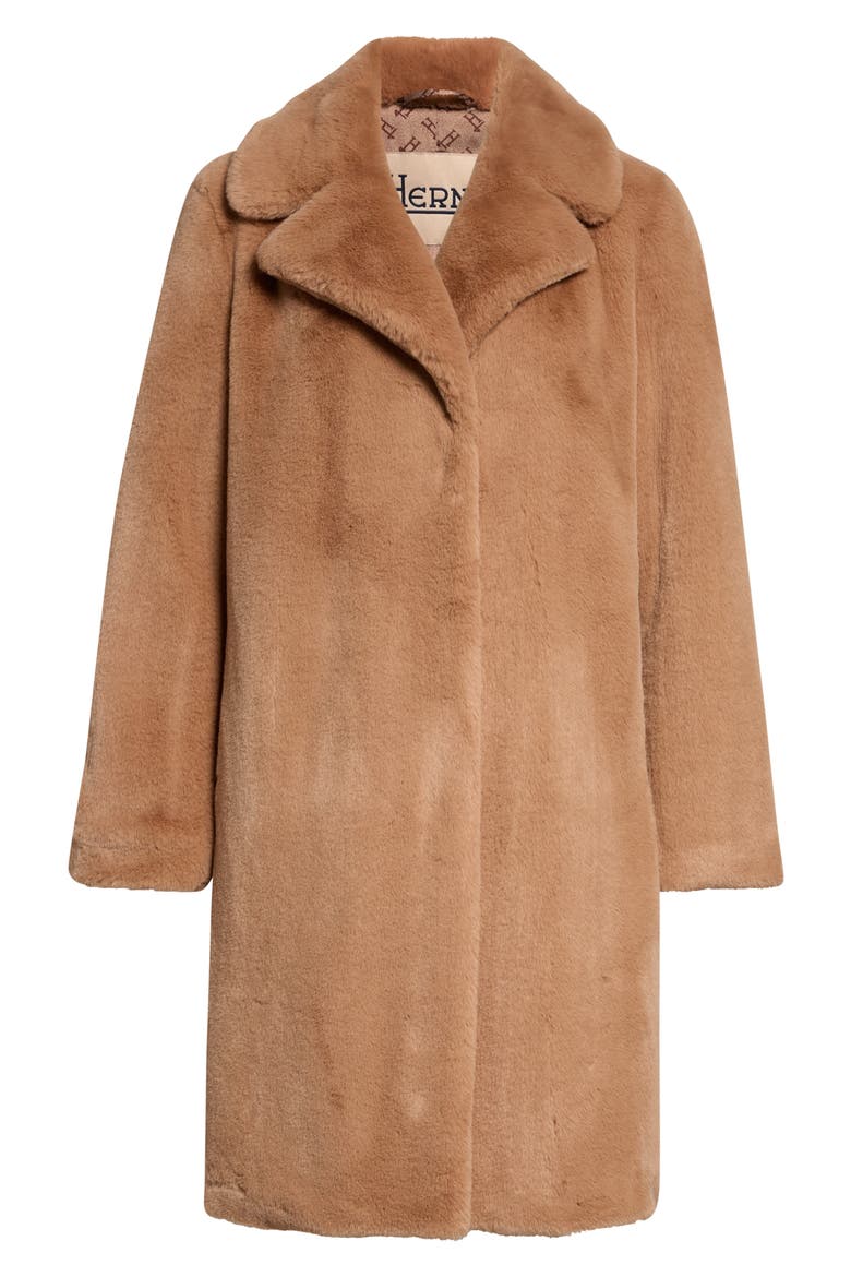 Faux Fur Notch Lapel Coat, Alternate, color, 2157 CAMEL
