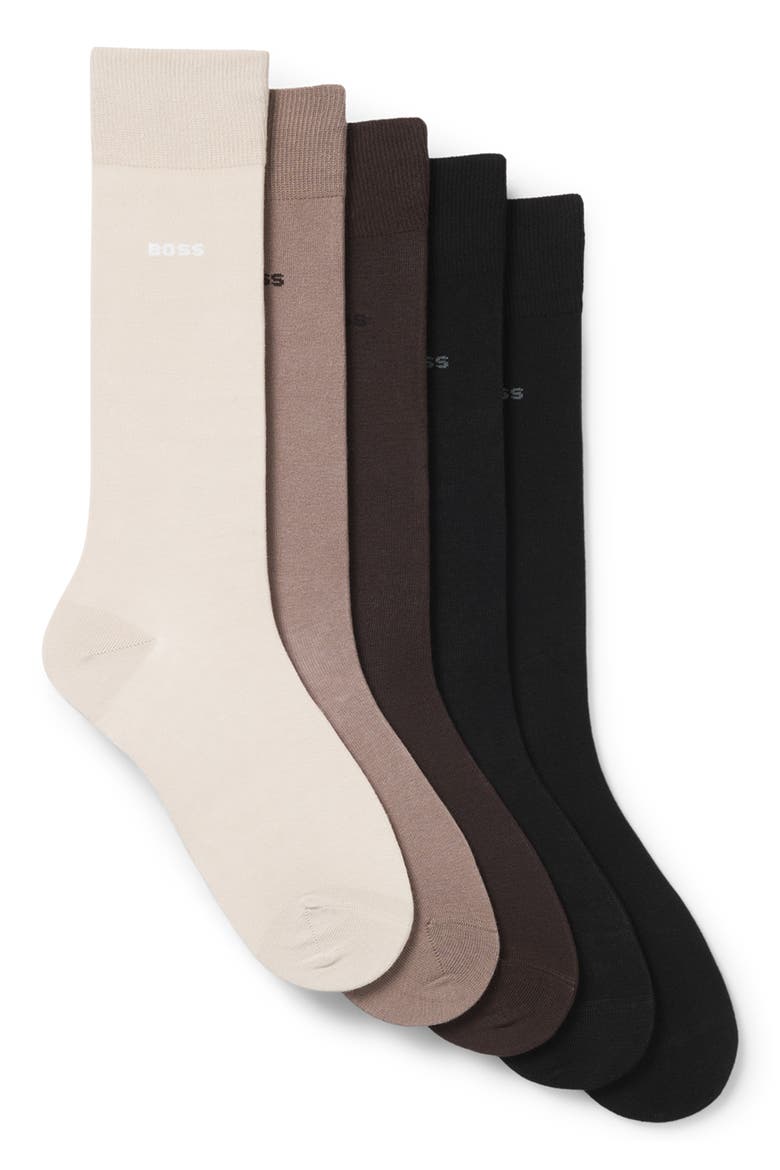Assorted 5-Pack Crew Socks, Main, color, BROWN/ BLACK/ BEIGE