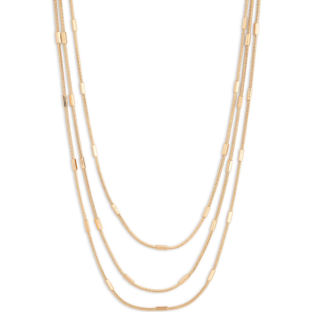 Nordstrom Rack Triple Layer Bar Chain Necklace In Gold