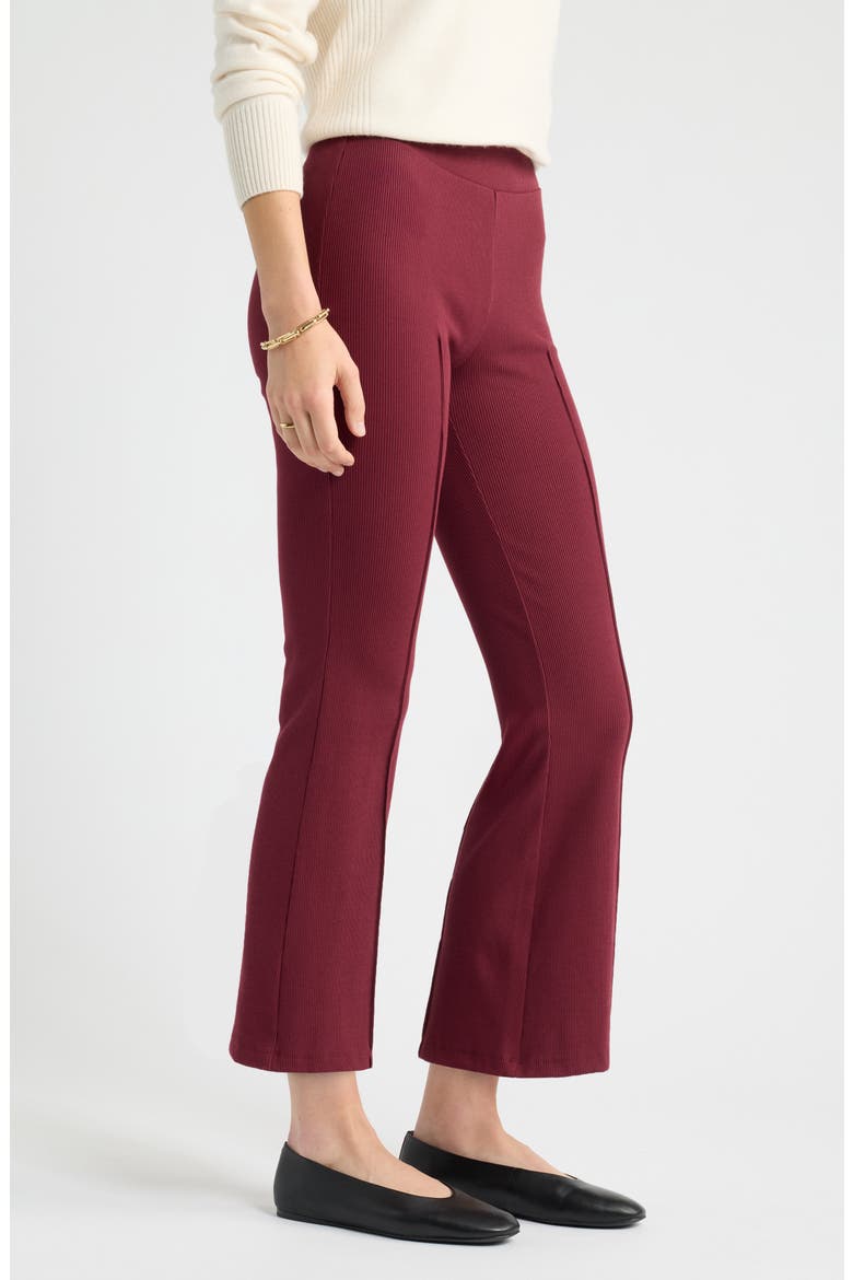 Rib Knit Kick Flare Pants, Alternate, color, BURGUNDY BANNER