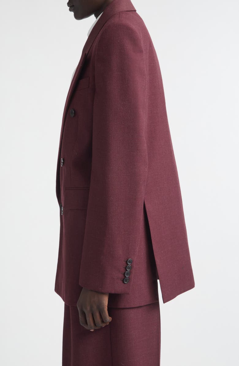 Saint Laurent Double Breasted Wool Gabardine Blazer, Alternate, color, Lie De Vin