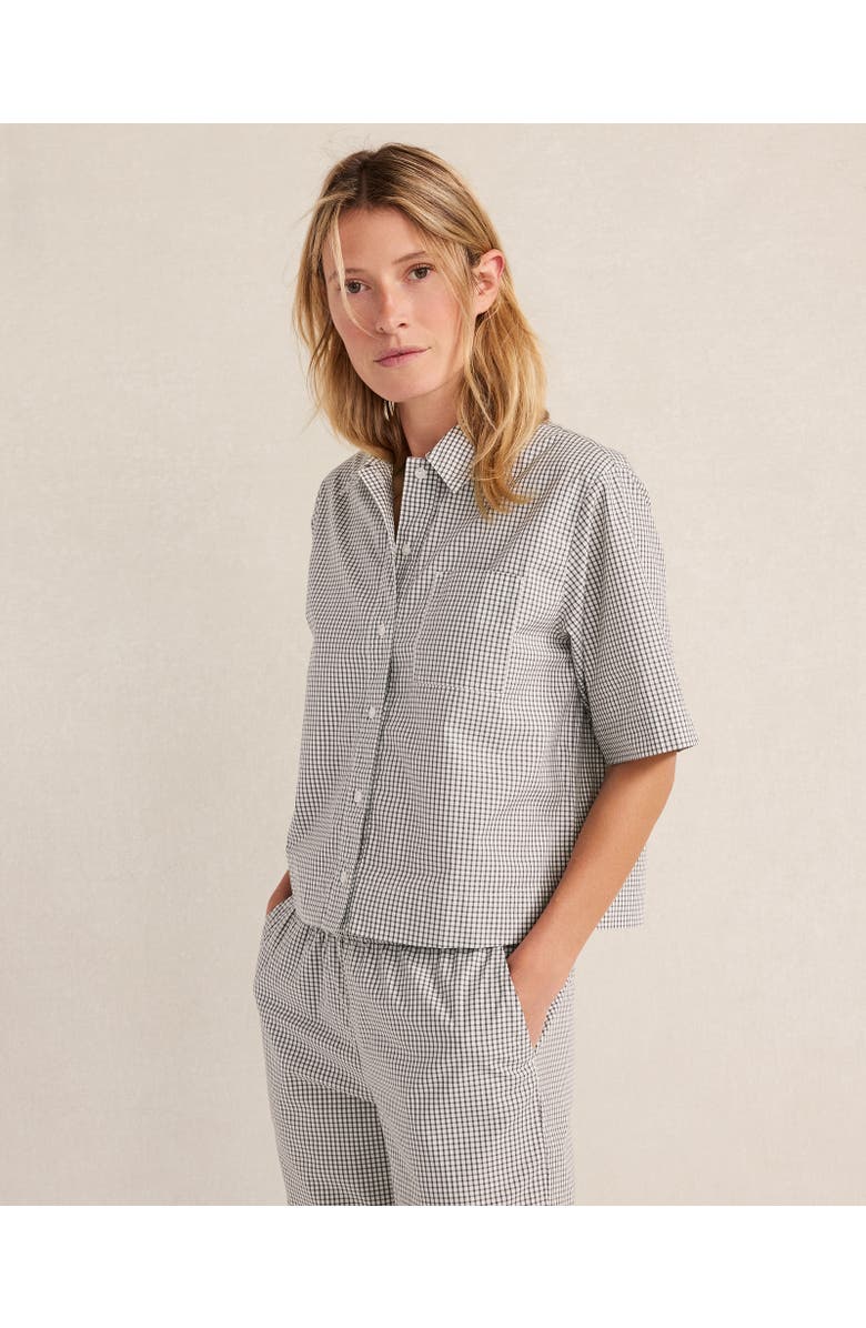 Haven Well Within Organic Cotton Poplin Gingham Pajama Top, Main, color, Ivory/Cypress Gingham