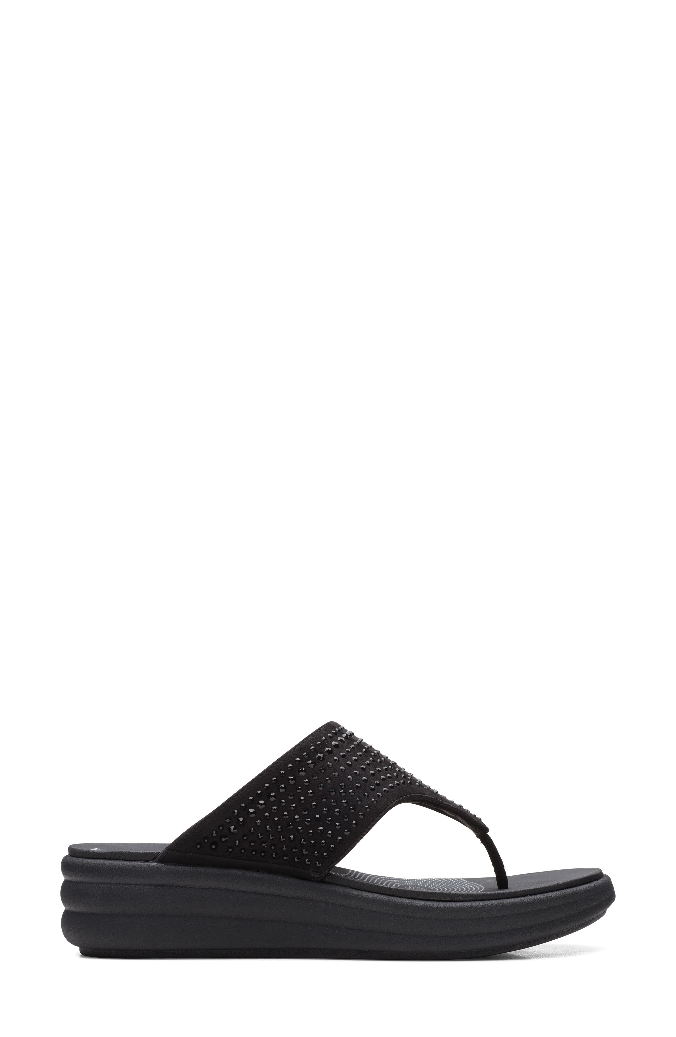 Clarks<sup>®</sup> Drift Jaunt Wedge Sandal, Alternate, color, Black Inte