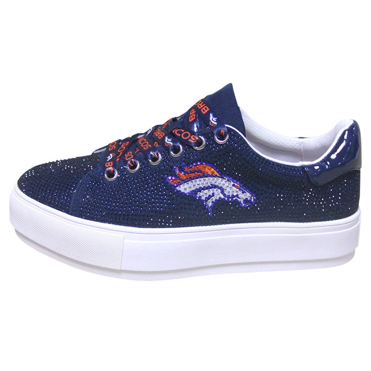 CUCE Women's Cuce Navy Denver Broncos Team Color Crystal Sneakers, Alternate, color, 