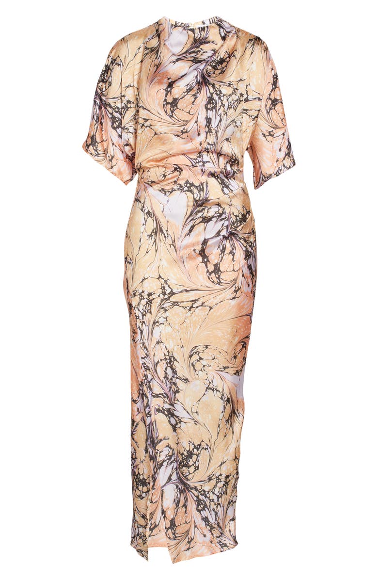 ASOS DESIGN Print Dolman Sleeve Side Vent Midi Dress, Alternate, color,