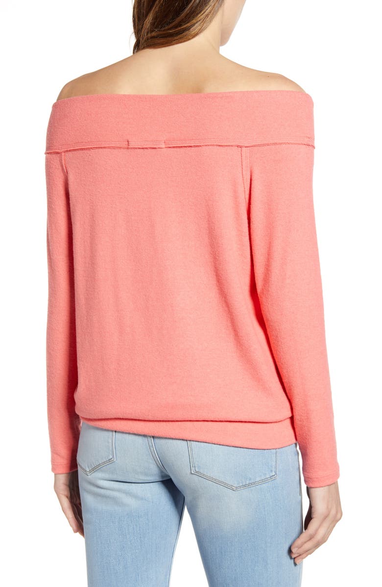 GIBSONLOOK x Living in Yellow Mary Fleece Off the Shoulder Top, Alternate, color,