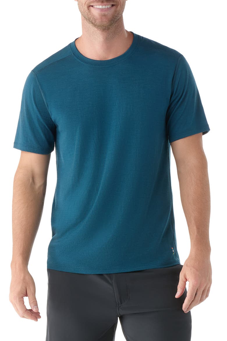 Merino Wool Blend Short Sleeve T-Shirt, Main, color, TWILIGHT BLUE