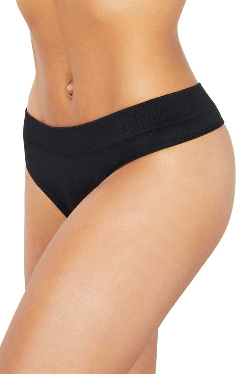 Ldma Low Hide Ribbed Thong In Black