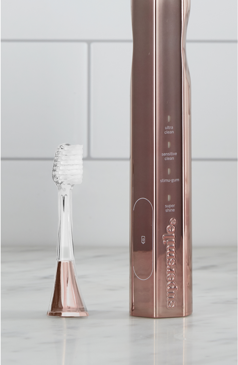 Supersmile Zina45 sonic pulse toothbrush replacement heads, Alternate, color, Chrome Rose