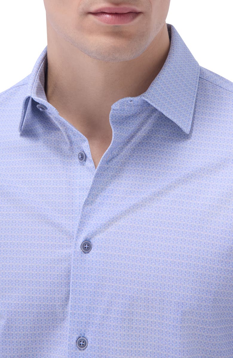 Bugatchi James OoohCotton<sup>®</sup> Geo Print Button-Up Shirt, Alternate, color, Air Blue
