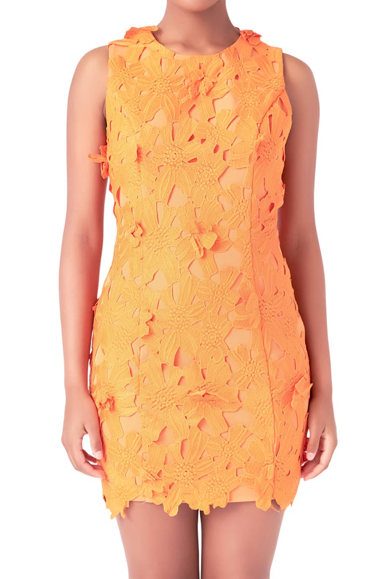 Floral Embroidered Sheath Dress, Alternate, color, ORANGE