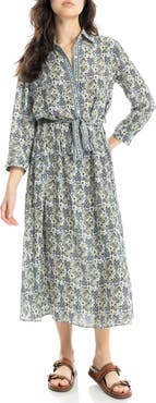 MAX STUDIO Cuffed Sleeve Midi Shirtdress
