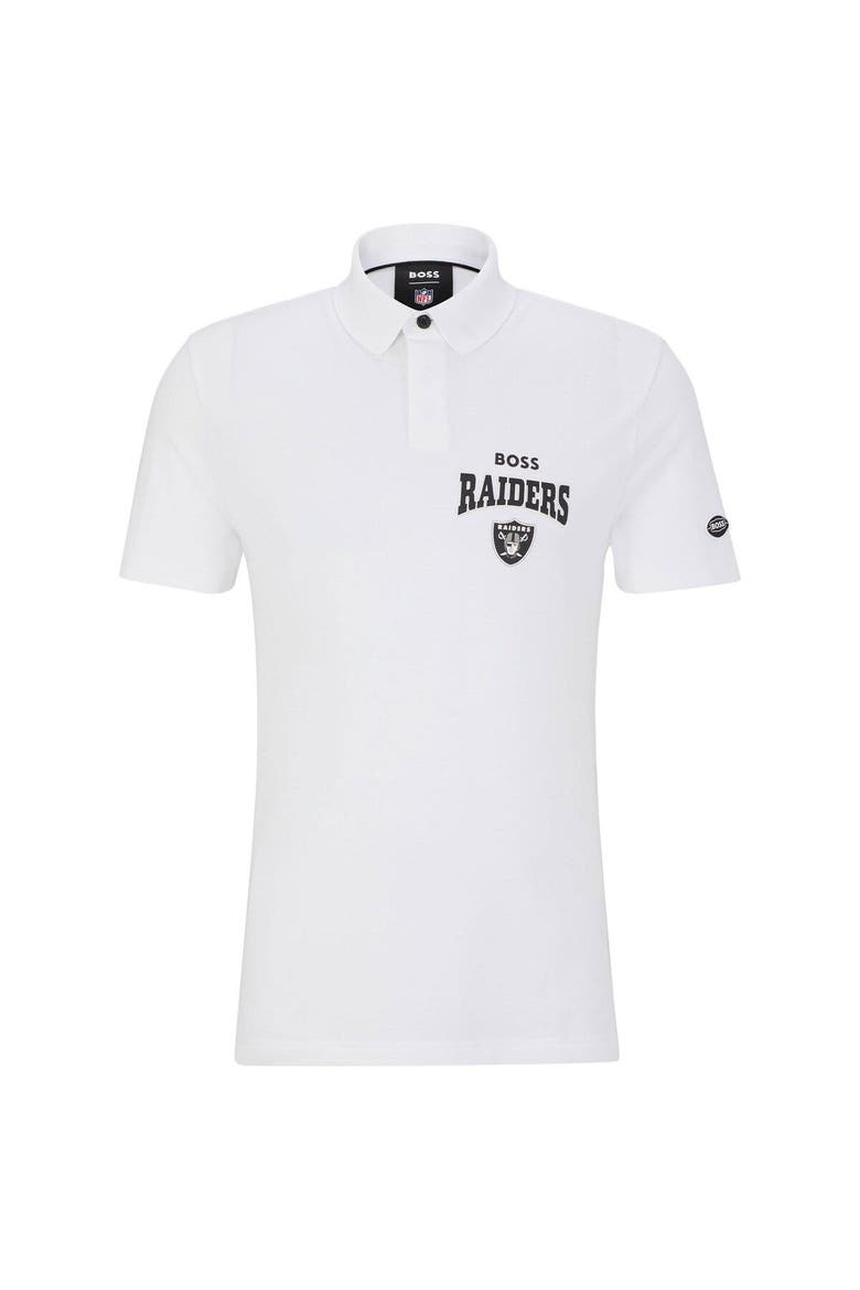 Men's BOSS X NFL  White/Black Las Vegas Raiders Punter Polo, Main, color, White