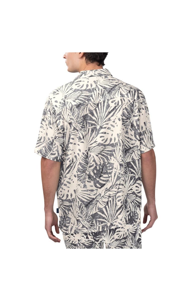 Margaritaville Men's Margaritaville Tan Las Vegas Raiders Sand Washed Monstera Print Party Button-Up Shirt, Alternate, color, Cream