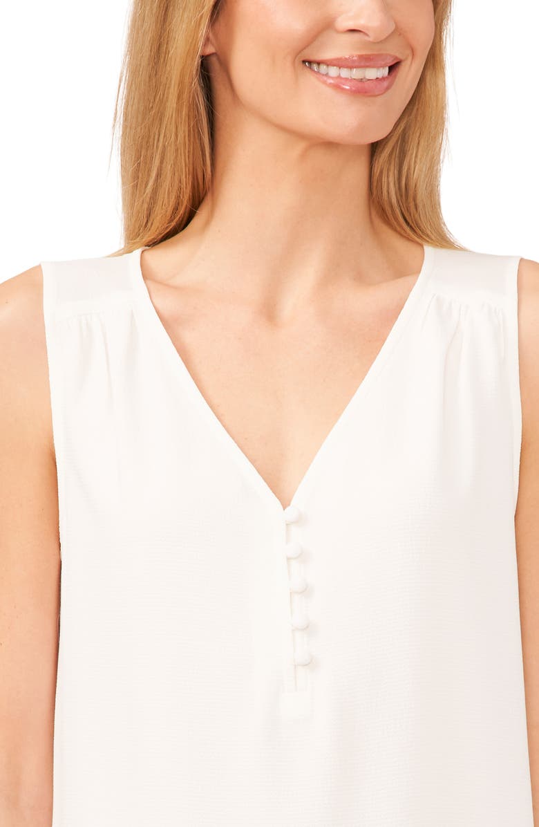 CeCe Half Placket Sleeveless Top, Alternate, color, New Ivory