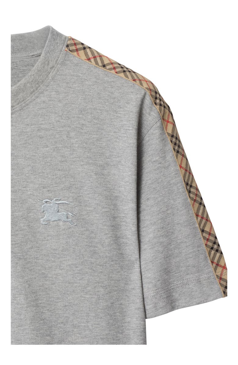 Burberry Check Trim Cotton T-shirt, Alternate, color, Pale Grey Melange