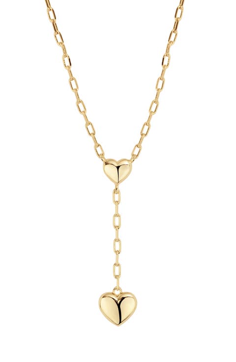 The Double Muse Heart Lariat Necklace