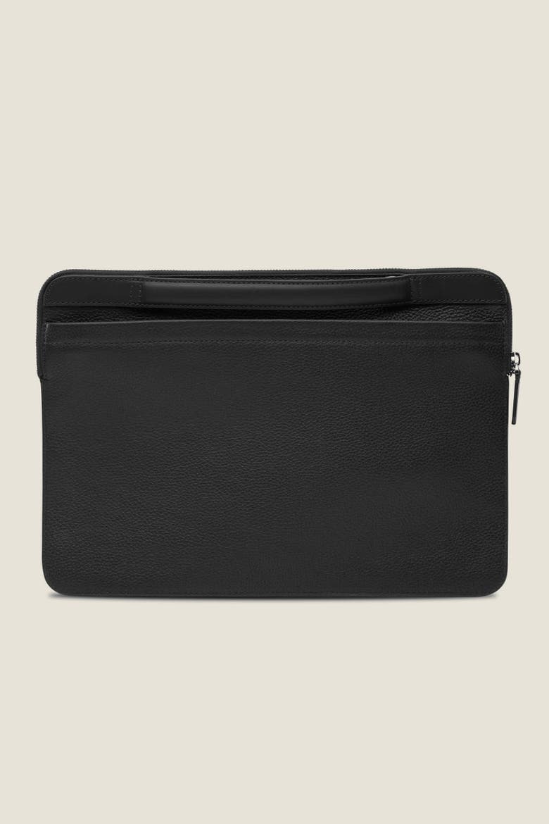 Porto Convertible Leather Laptop Sleeve, Main, color, Jet Black
