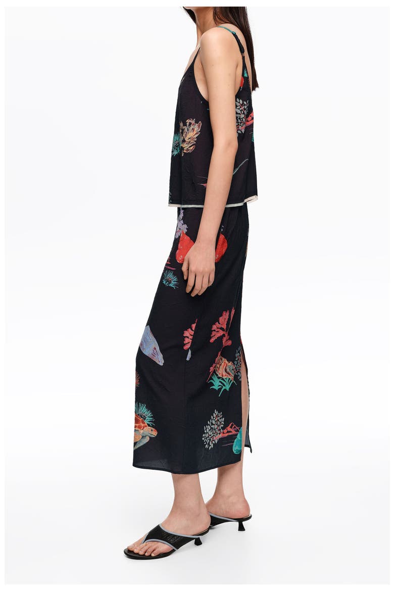 Wrinkled Midi Skirt, Alternate, color, TORTUGA BLACK