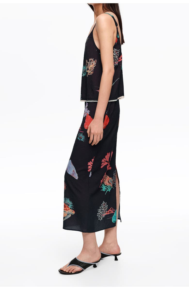 Bimba y Lola Wrinkled Midi Skirt, Alternate, color, Tortuga Black