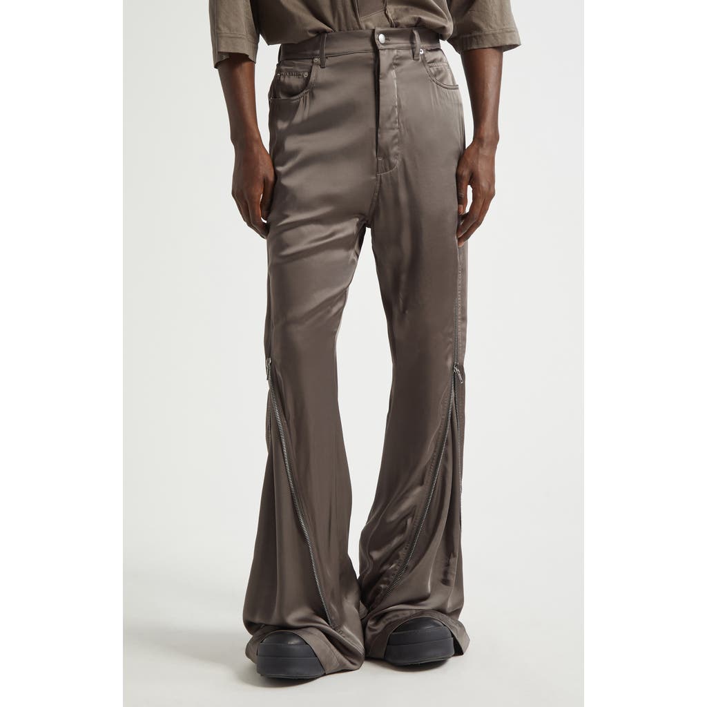 Rick Owens Bolan Banana Zip Satin Pants In Dust