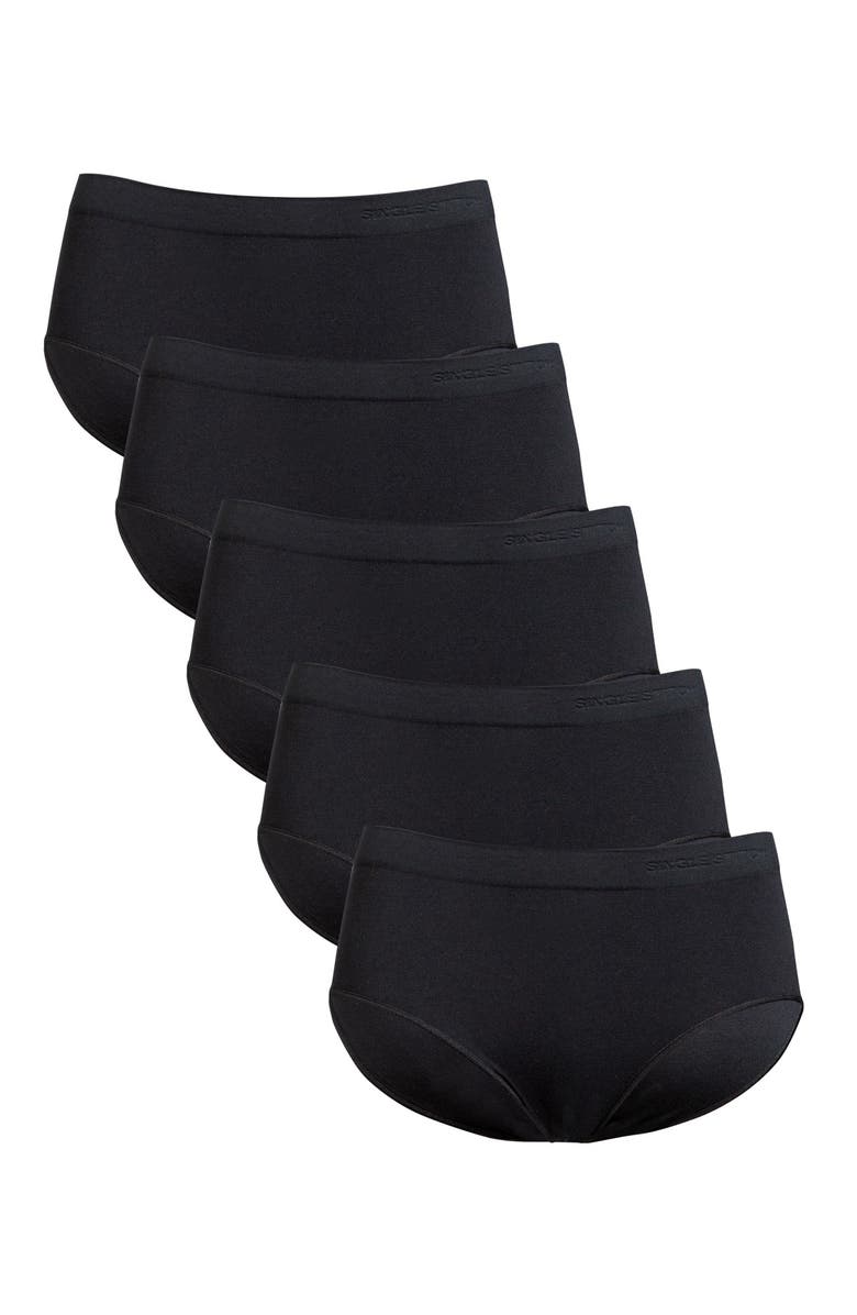 Single Stitch Seamless Modal Blend Brief 5-Pack, Main, color, Black