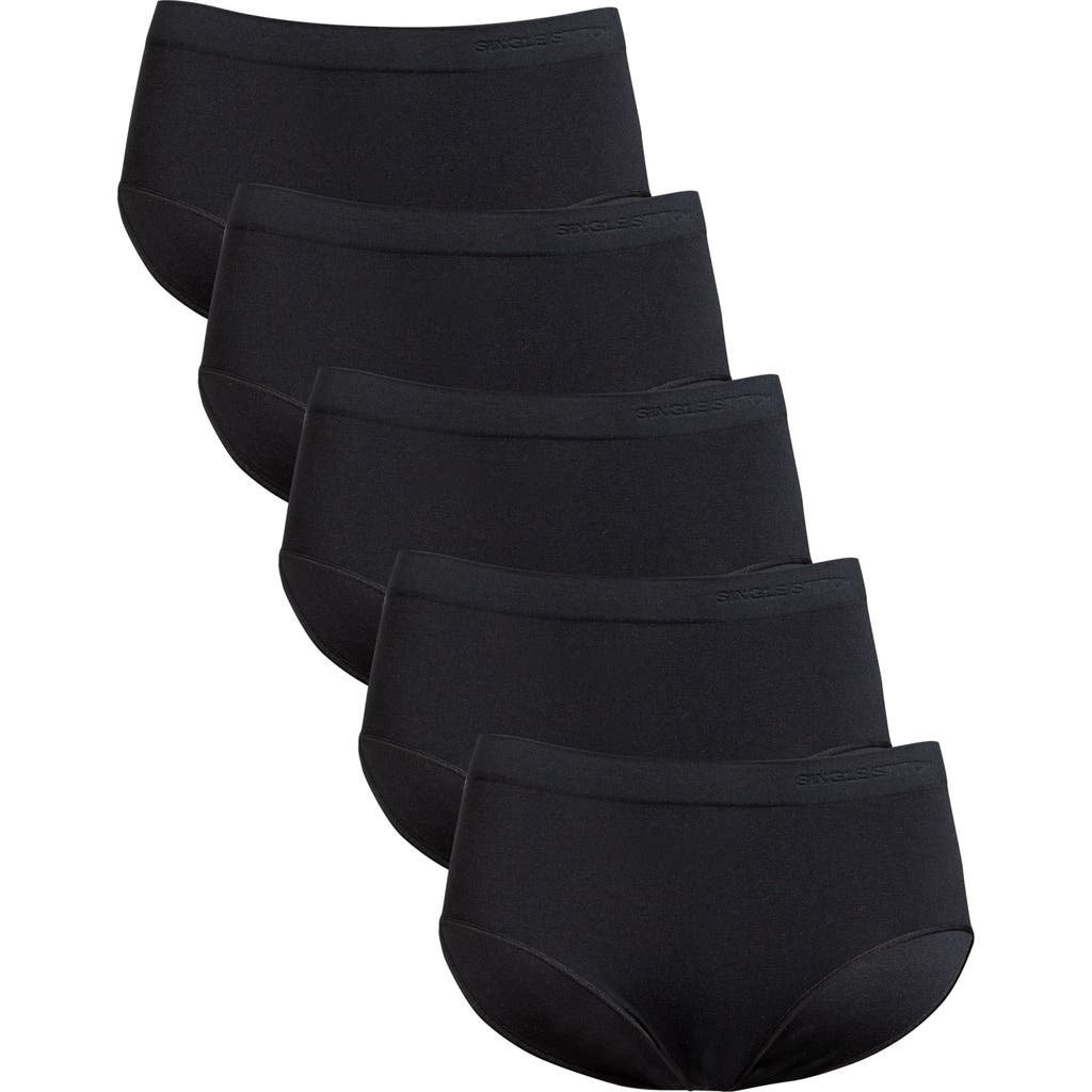 Single Stitch Seamless Modal Blend Hipster 5-pack In Black